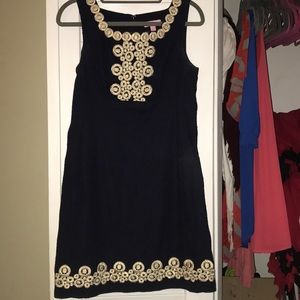Lilly Pulitzer navy and gold dress